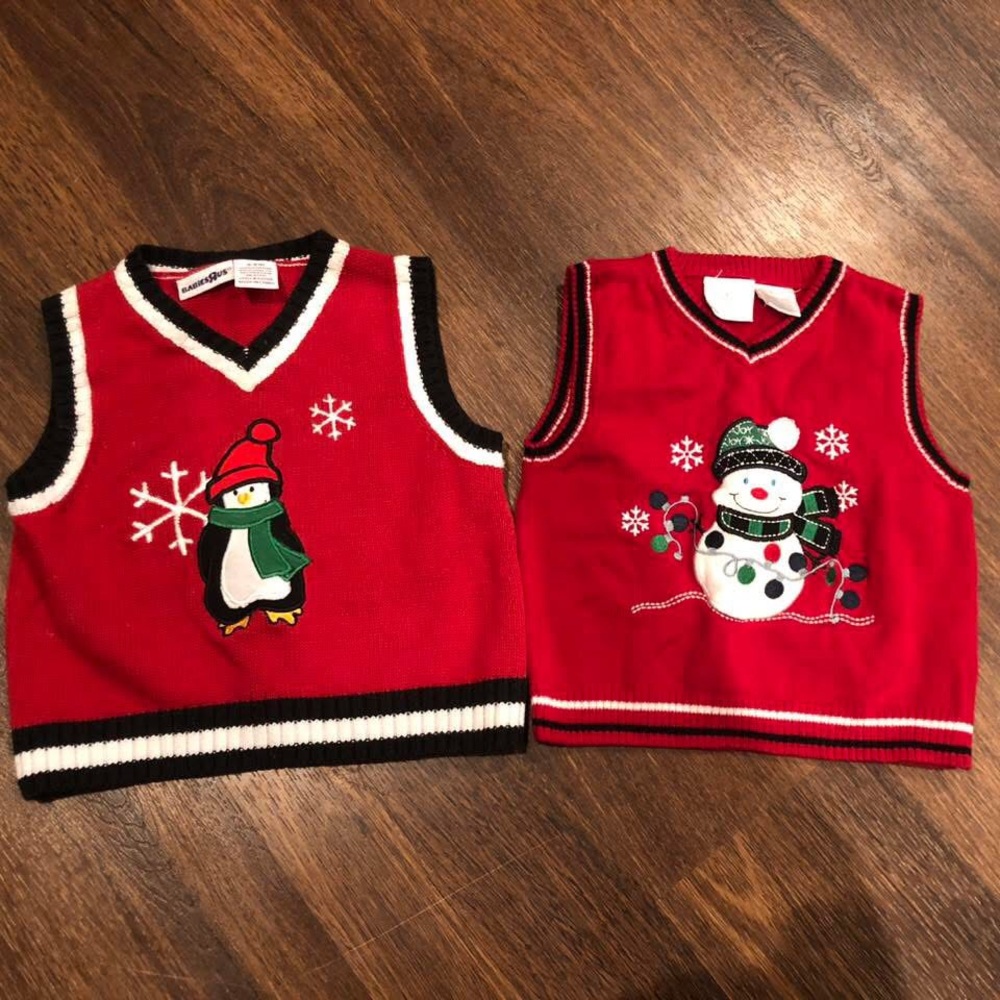 Vintage toddler Christmas vest sweaters - 9-12m